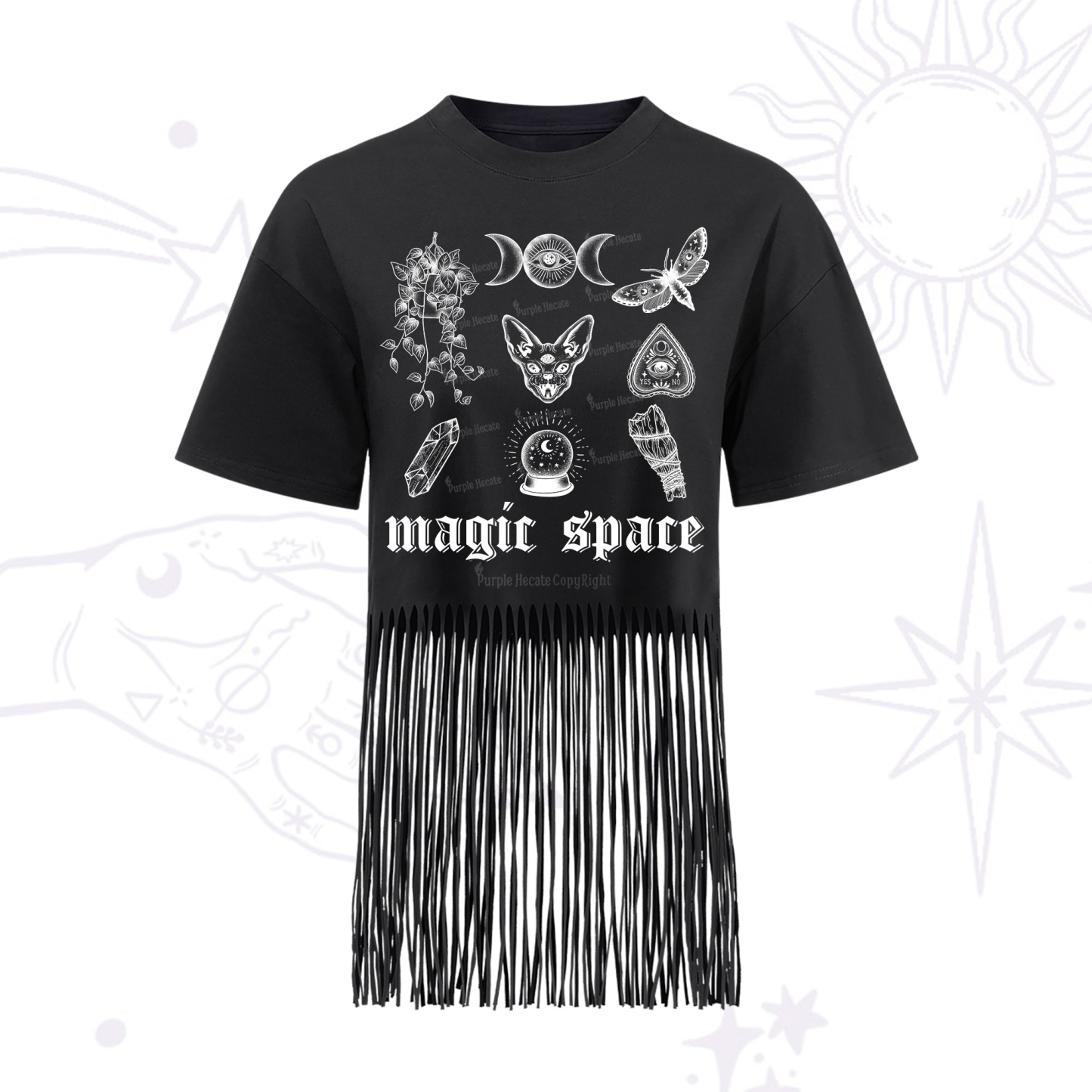 Purplehecate Magic Space Fringe Hem T-Shirt