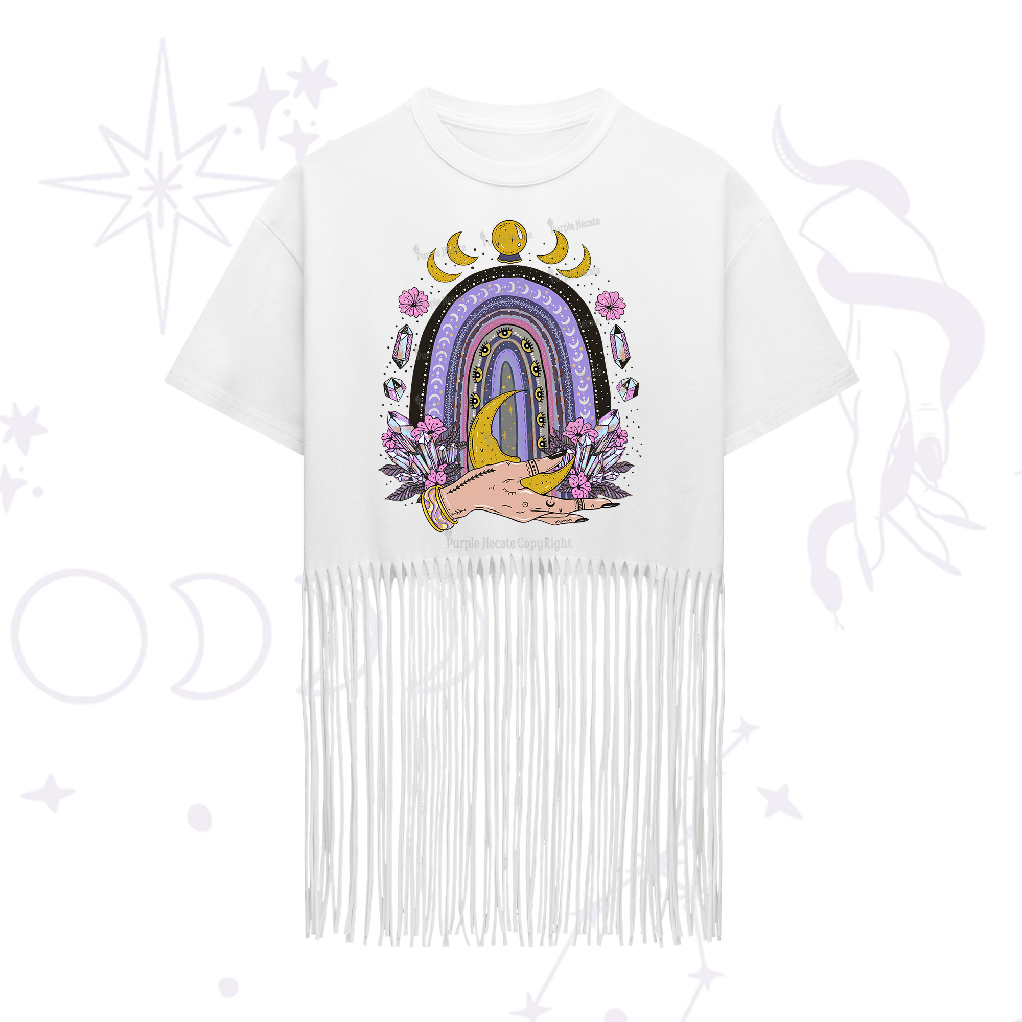 Purplehecate Magic Rainbow Fringe Hem T-Shirt