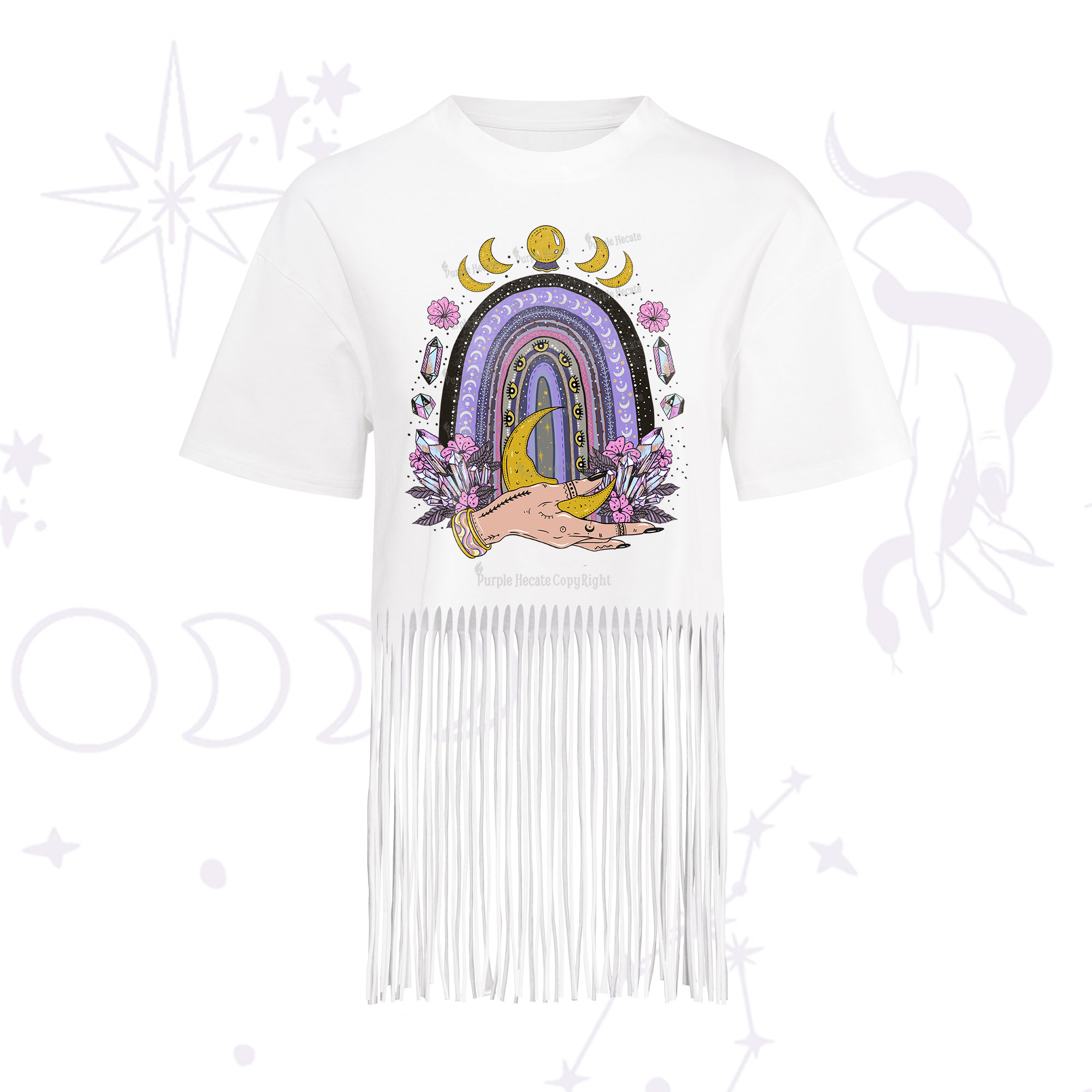 Purplehecate Magic Rainbow Fringe Hem T-Shirt