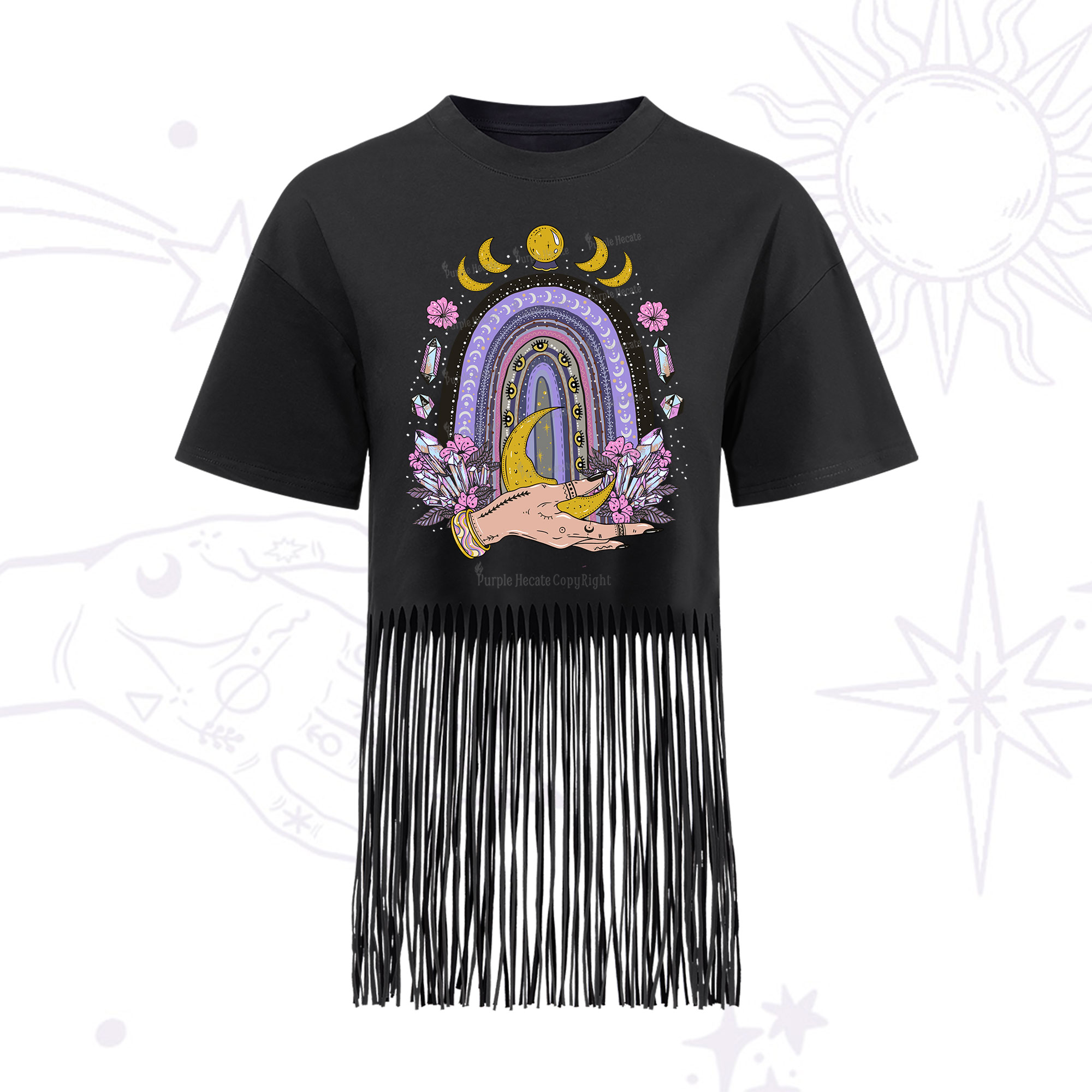 Purplehecate Magic Rainbow Fringe Hem T-Shirt