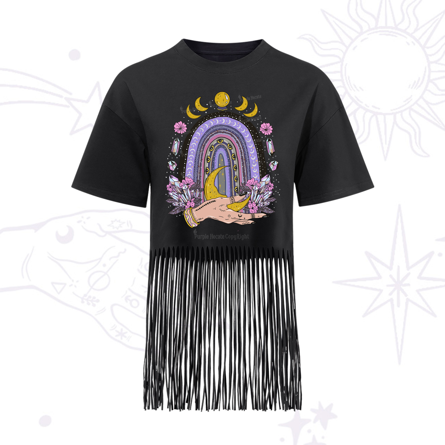 Purplehecate Magic Rainbow Fringe Hem T-Shirt