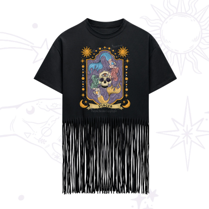 Purplehecate Pisces Zodiac Fringe Hem T-Shirt