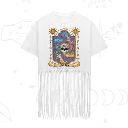 Purplehecate Pisces Zodiac Fringe Hem T-Shirt