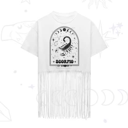 Purplehecate Zodiac Scorpio Under the Stars Fringe Hem T-Shirt