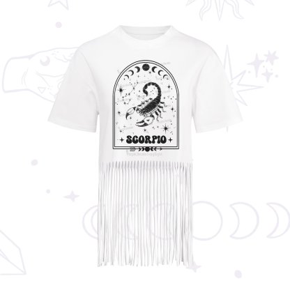 Purplehecate Zodiac Scorpio Under the Stars Fringe Hem T-Shirt