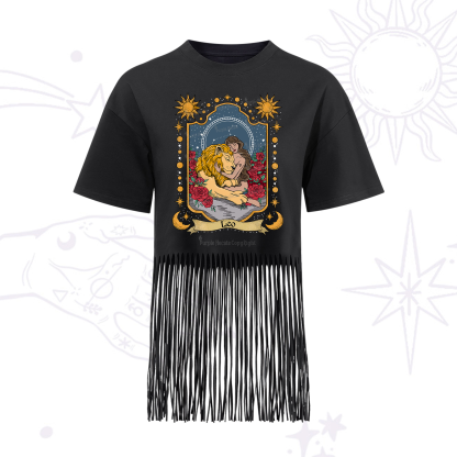 Purplehecate Leo Zodiac Fringe Hem T-Shirt