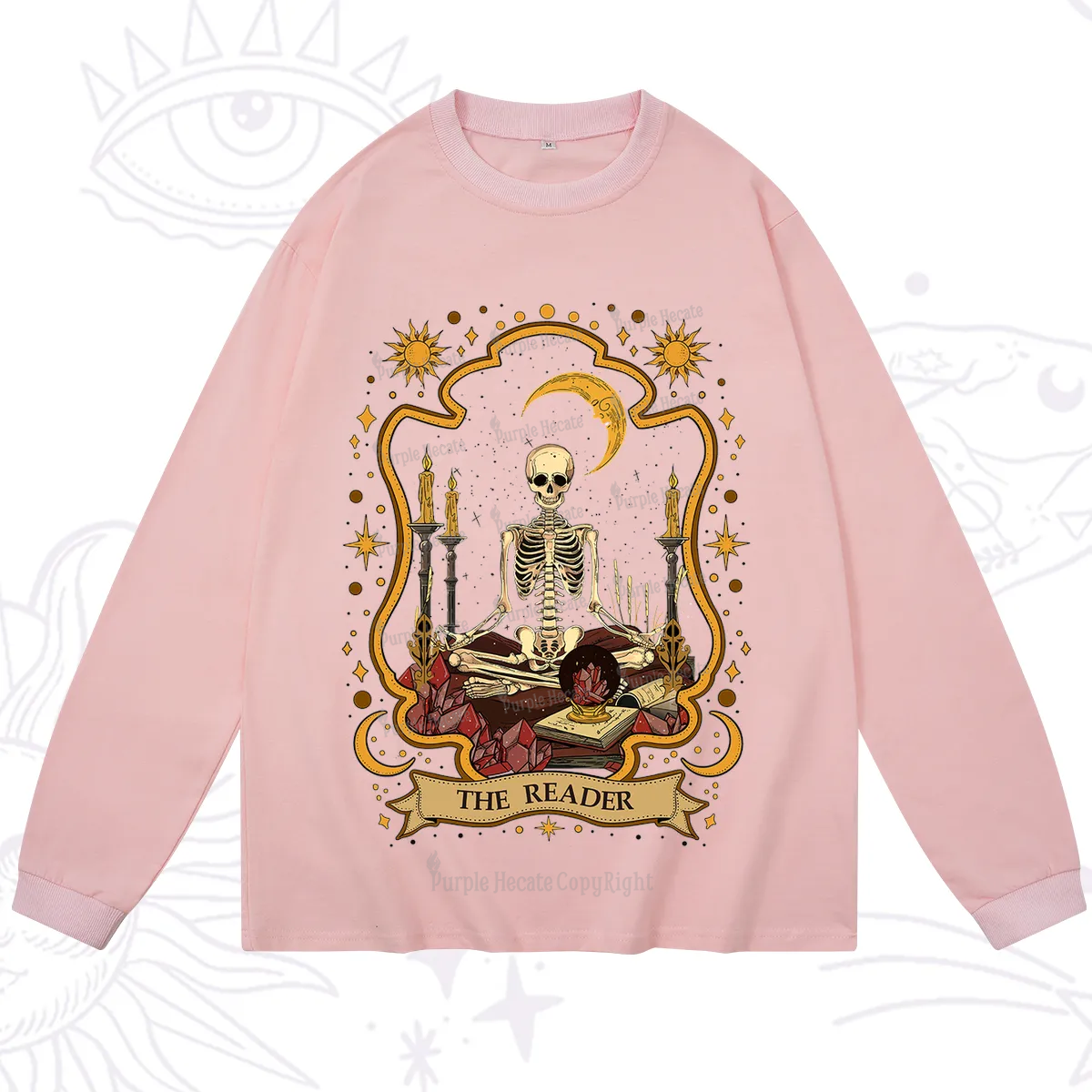 Purplehecate The Reader Skeleton Long Sleeve T-Shirt