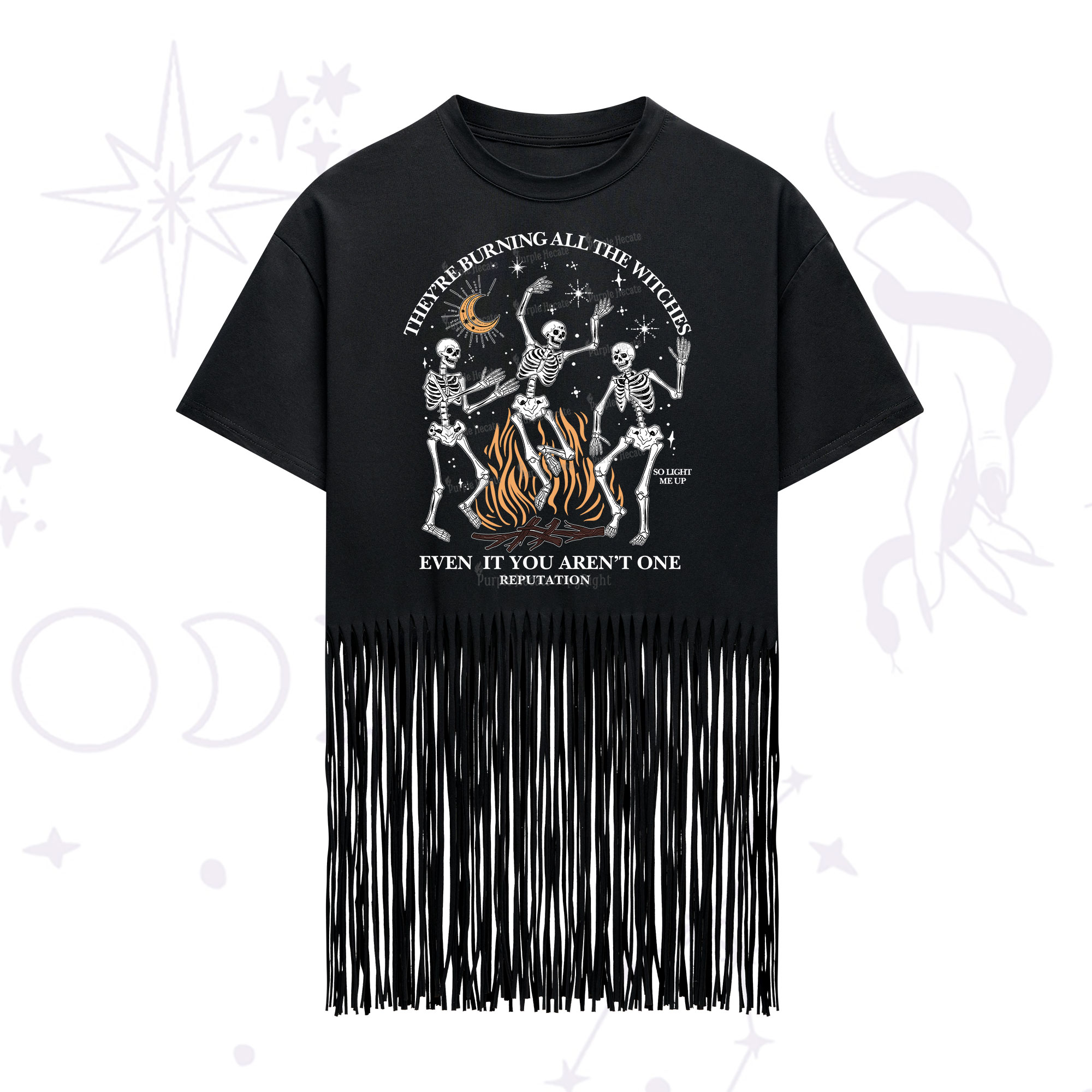 Purplehecate They're Burning All The Witches Even If You Aren't One Fringe Hem T-Shirt
