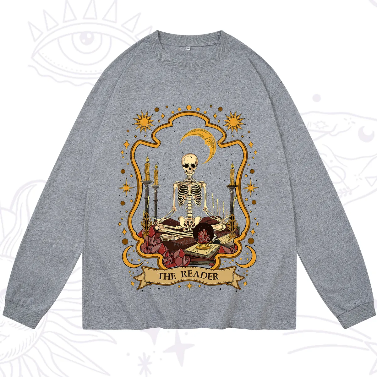Purplehecate The Reader Skeleton Long Sleeve T-Shirt