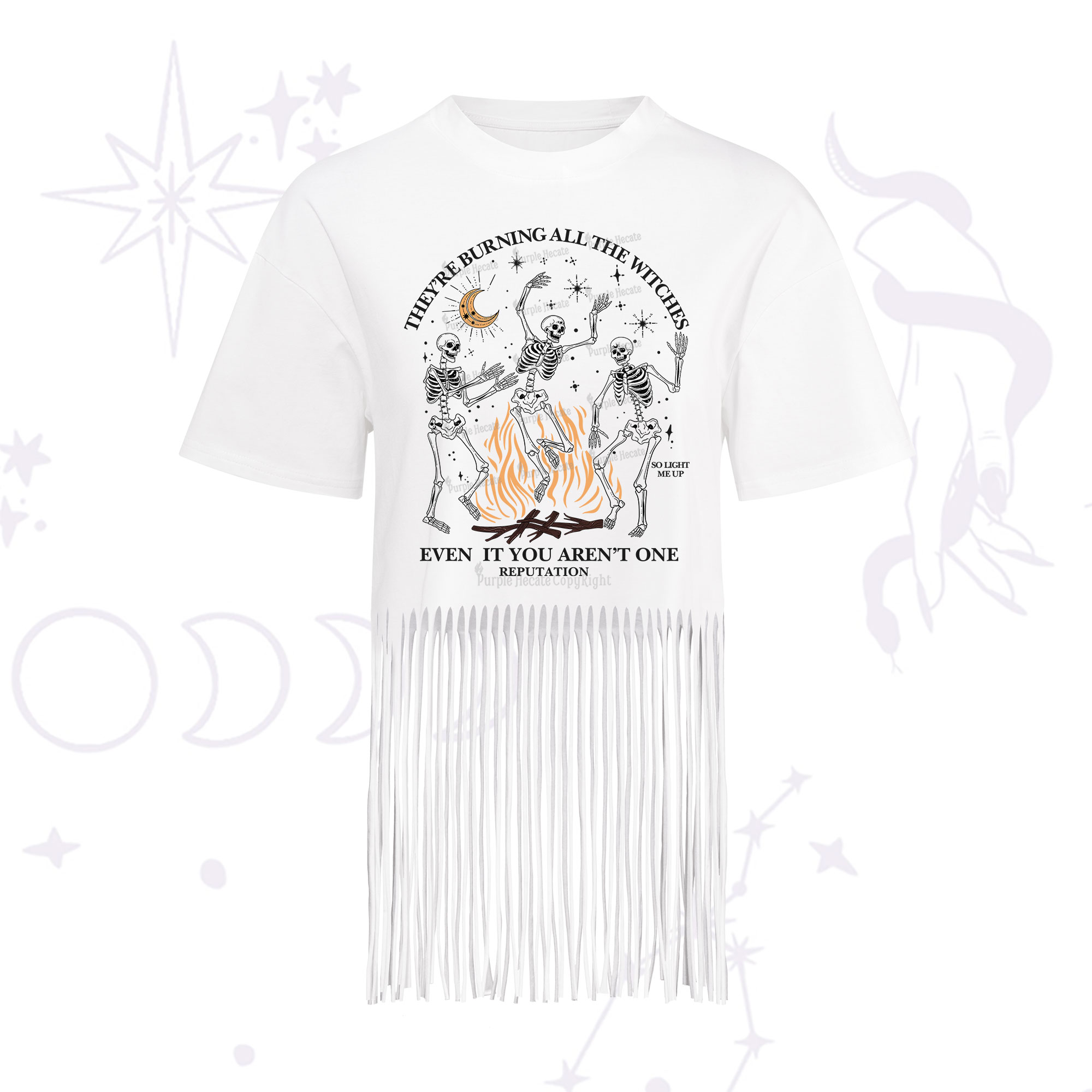 Purplehecate They're Burning All The Witches Even If You Aren't One Fringe Hem T-Shirt