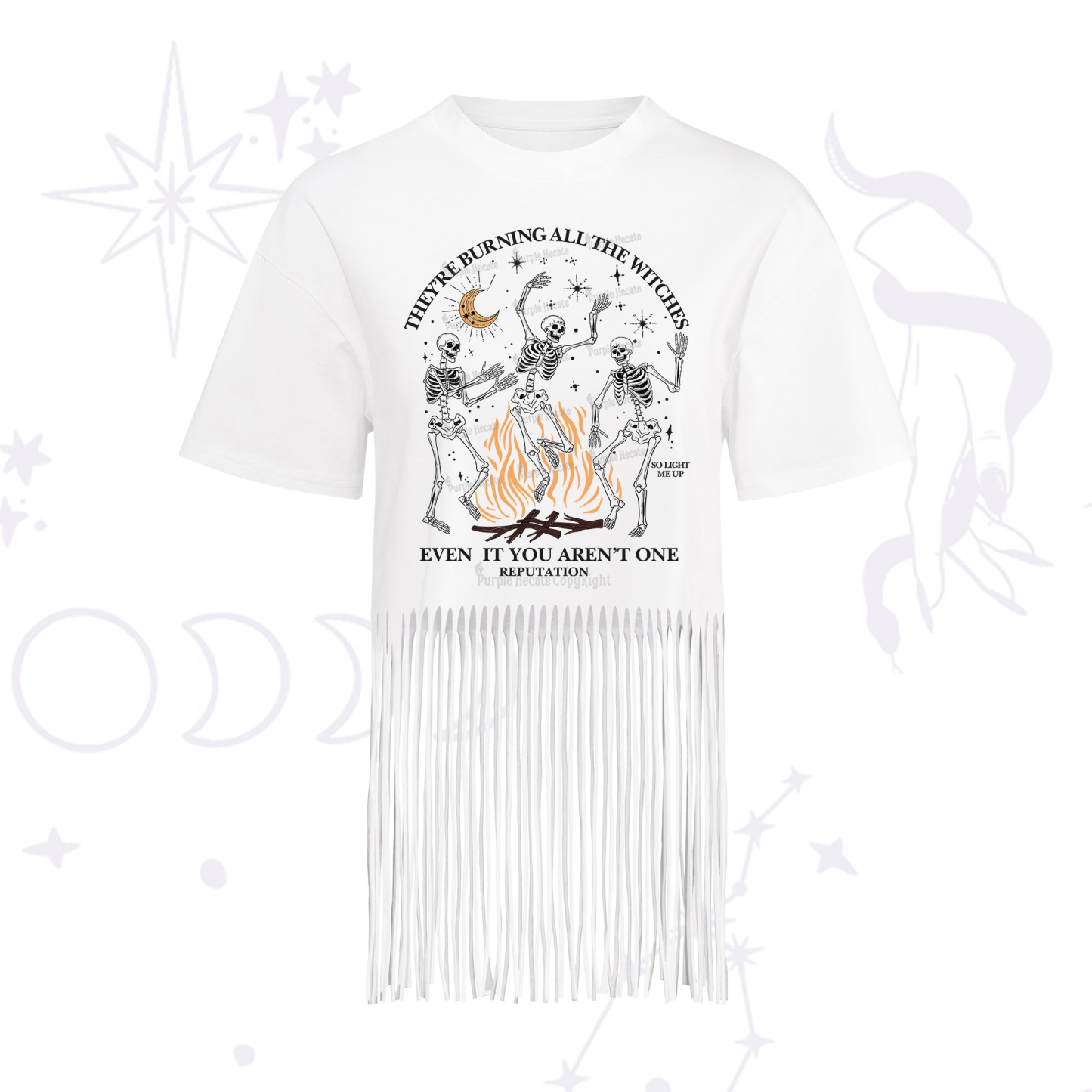 Purplehecate They're Burning All The Witches Even If You Aren't One Fringe Hem T-Shirt
