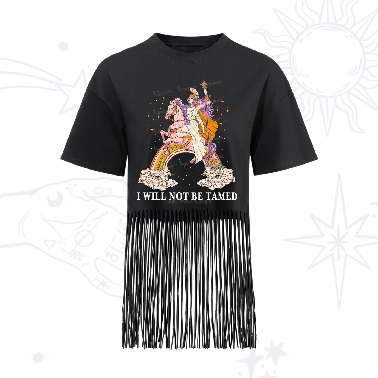 Purplehecate I Will Not Be Tamed Fringe Hem T-Shirt