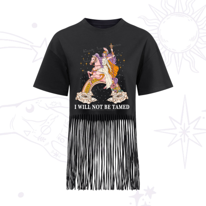 Purplehecate I Will Not Be Tamed Fringe Hem T-Shirt