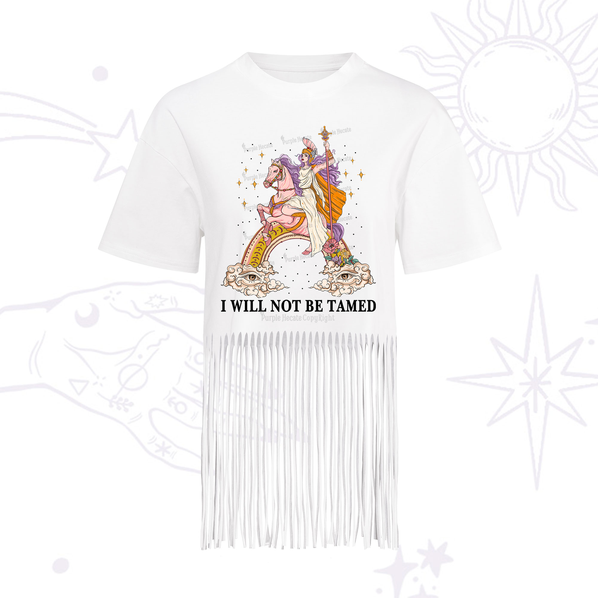 Purplehecate I Will Not Be Tamed Fringe Hem T-Shirt