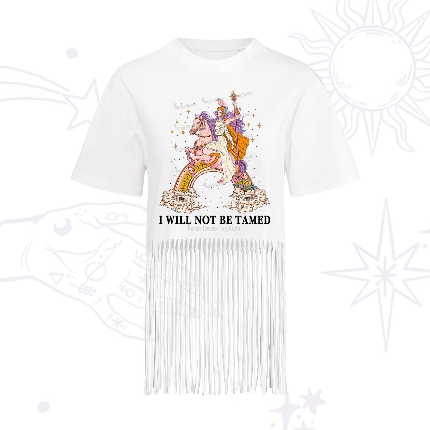 Purplehecate I Will Not Be Tamed Fringe Hem T-Shirt