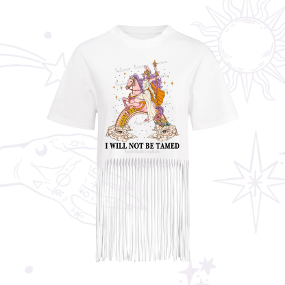 Purplehecate I Will Not Be Tamed Fringe Hem T-Shirt