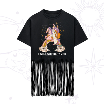 Purplehecate I Will Not Be Tamed Fringe Hem T-Shirt