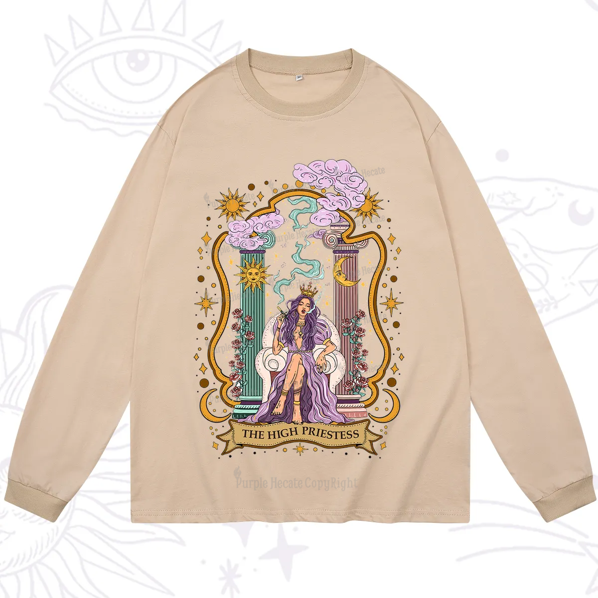Purplehecate The High Priestess Goddess Long Sleeve T-Shirt