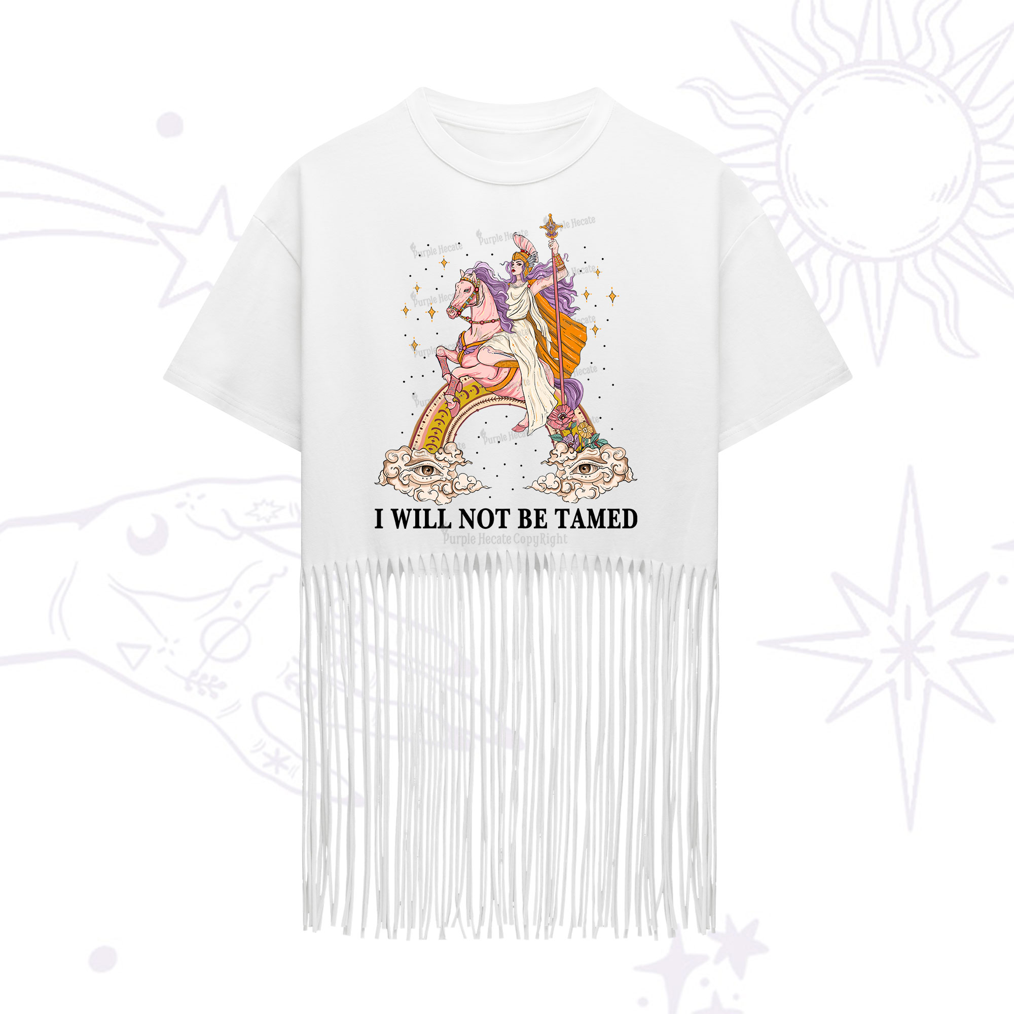 Purplehecate I Will Not Be Tamed Fringe Hem T-Shirt
