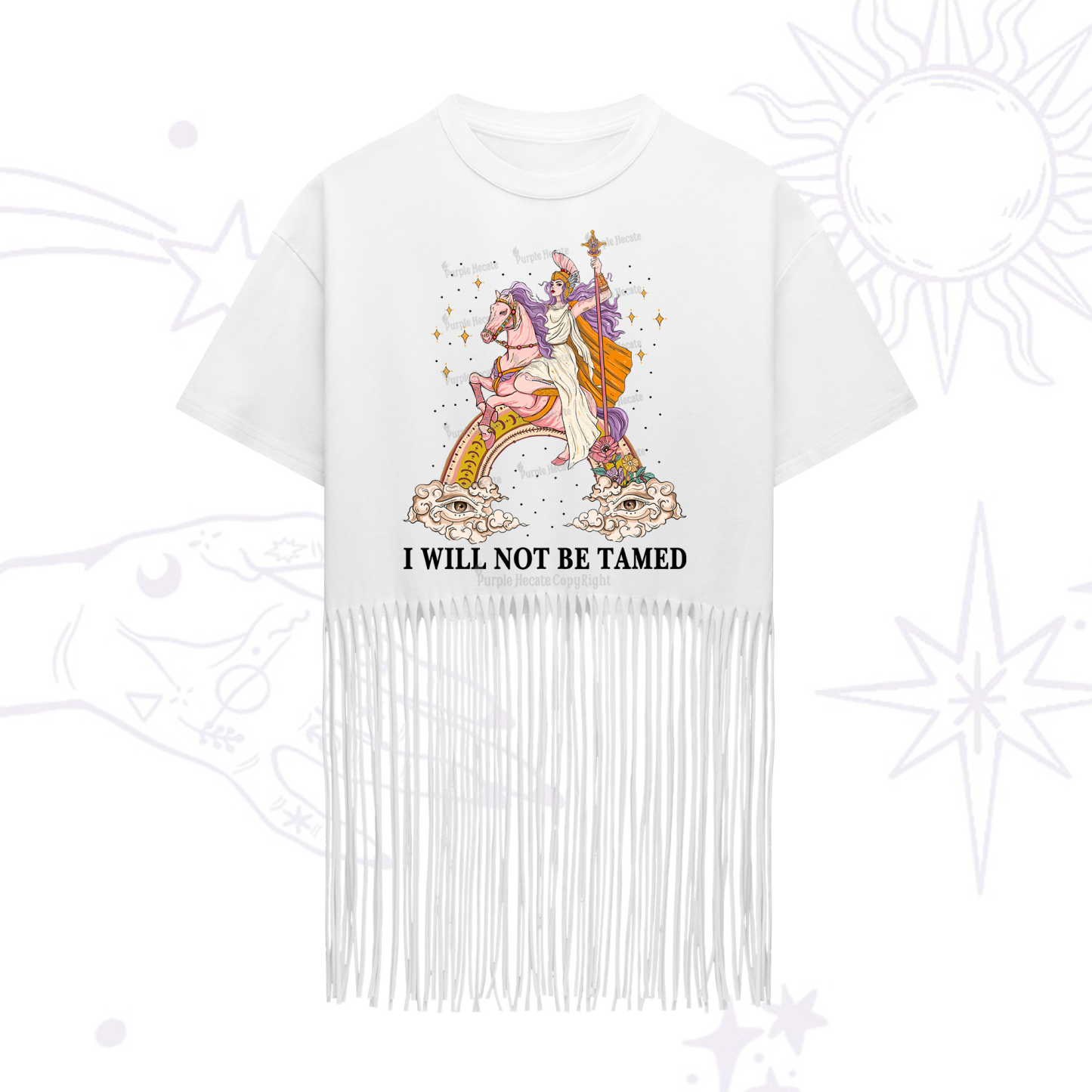 Purplehecate I Will Not Be Tamed Fringe Hem T-Shirt