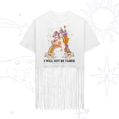 Purplehecate I Will Not Be Tamed Fringe Hem T-Shirt