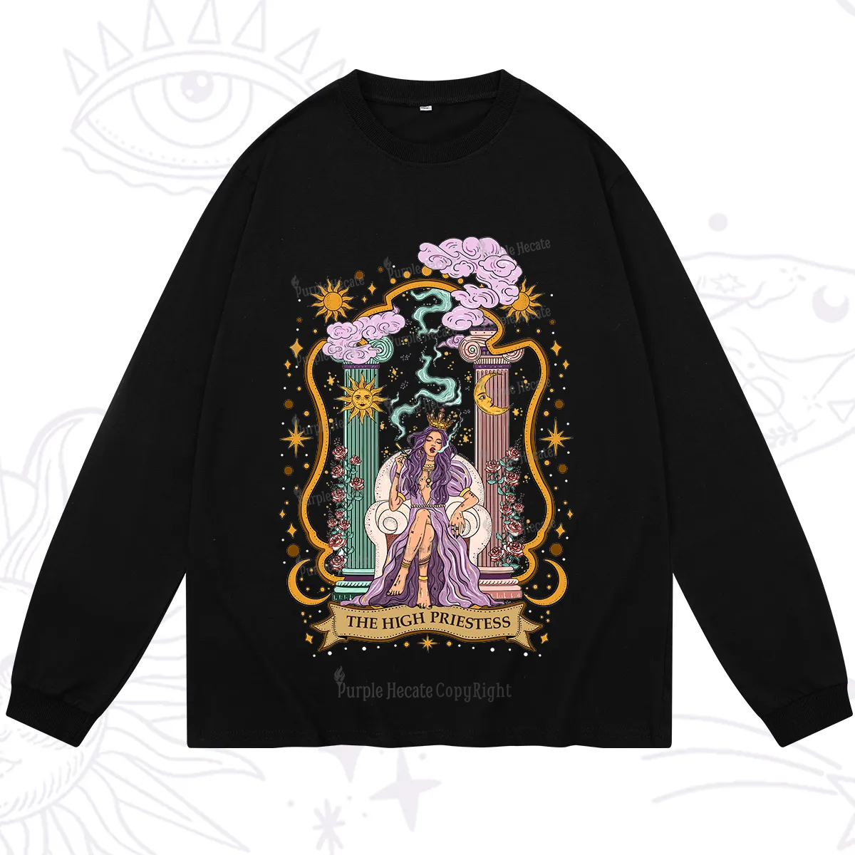 Purplehecate The High Priestess Goddess Long Sleeve T-Shirt