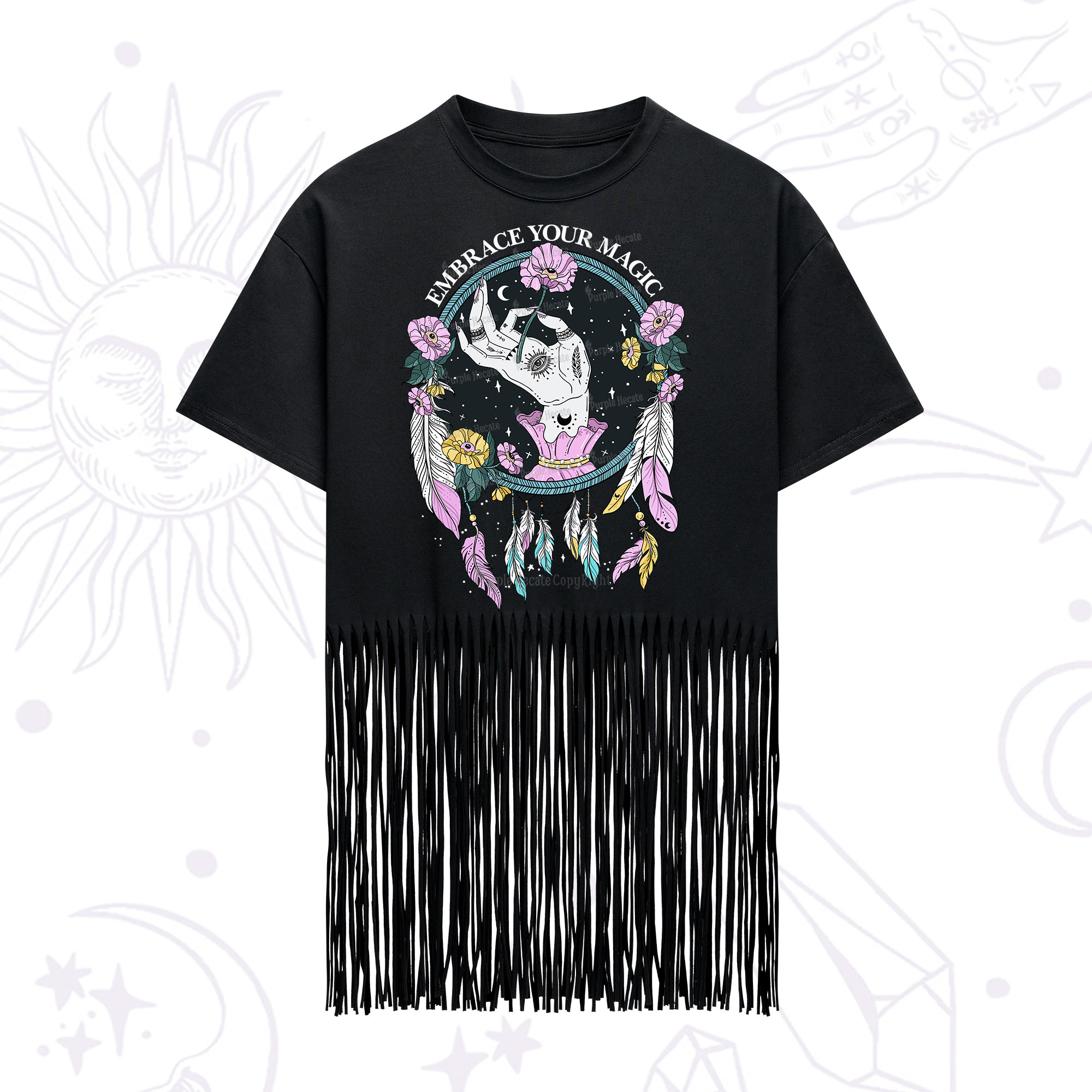 Purplehecate Embrace Your Magic Fringe Hem T-Shirt
