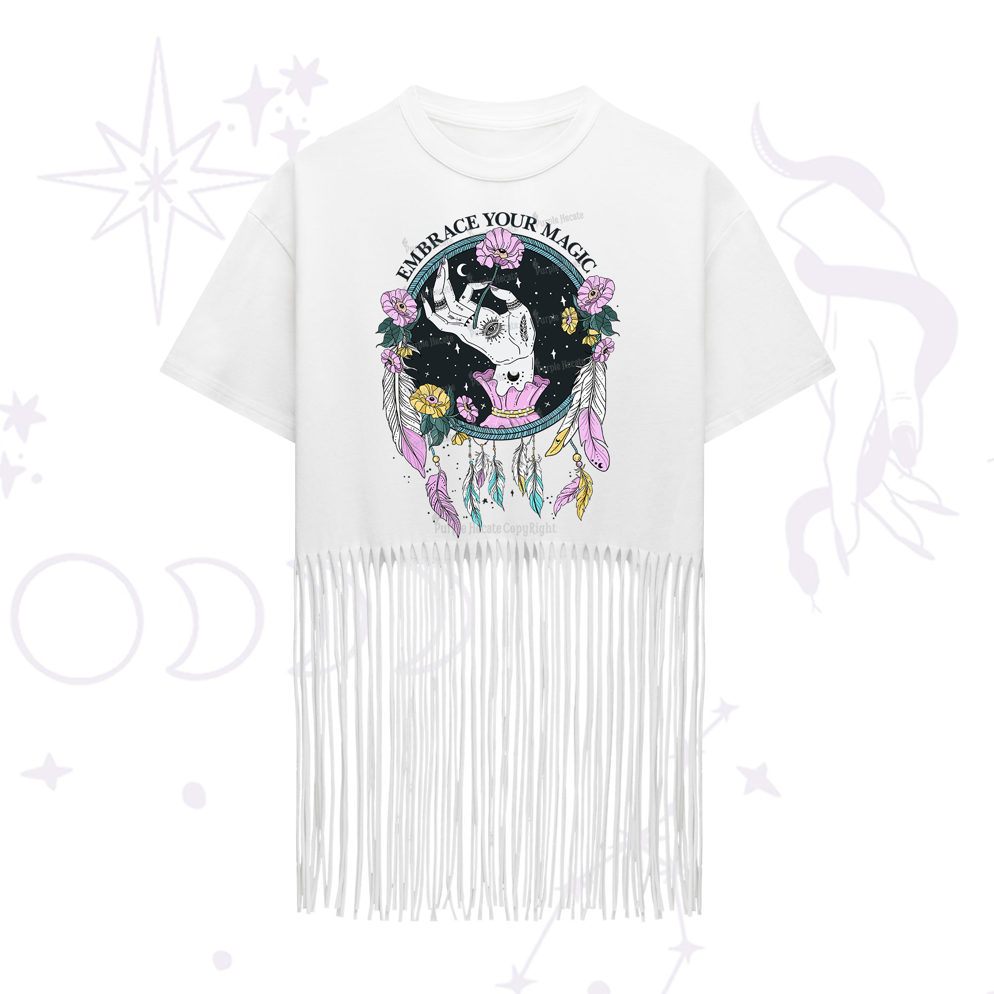 Purplehecate Embrace Your Magic Fringe Hem T-Shirt