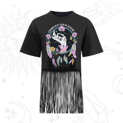 Purplehecate Embrace Your Magic Fringe Hem T-Shirt