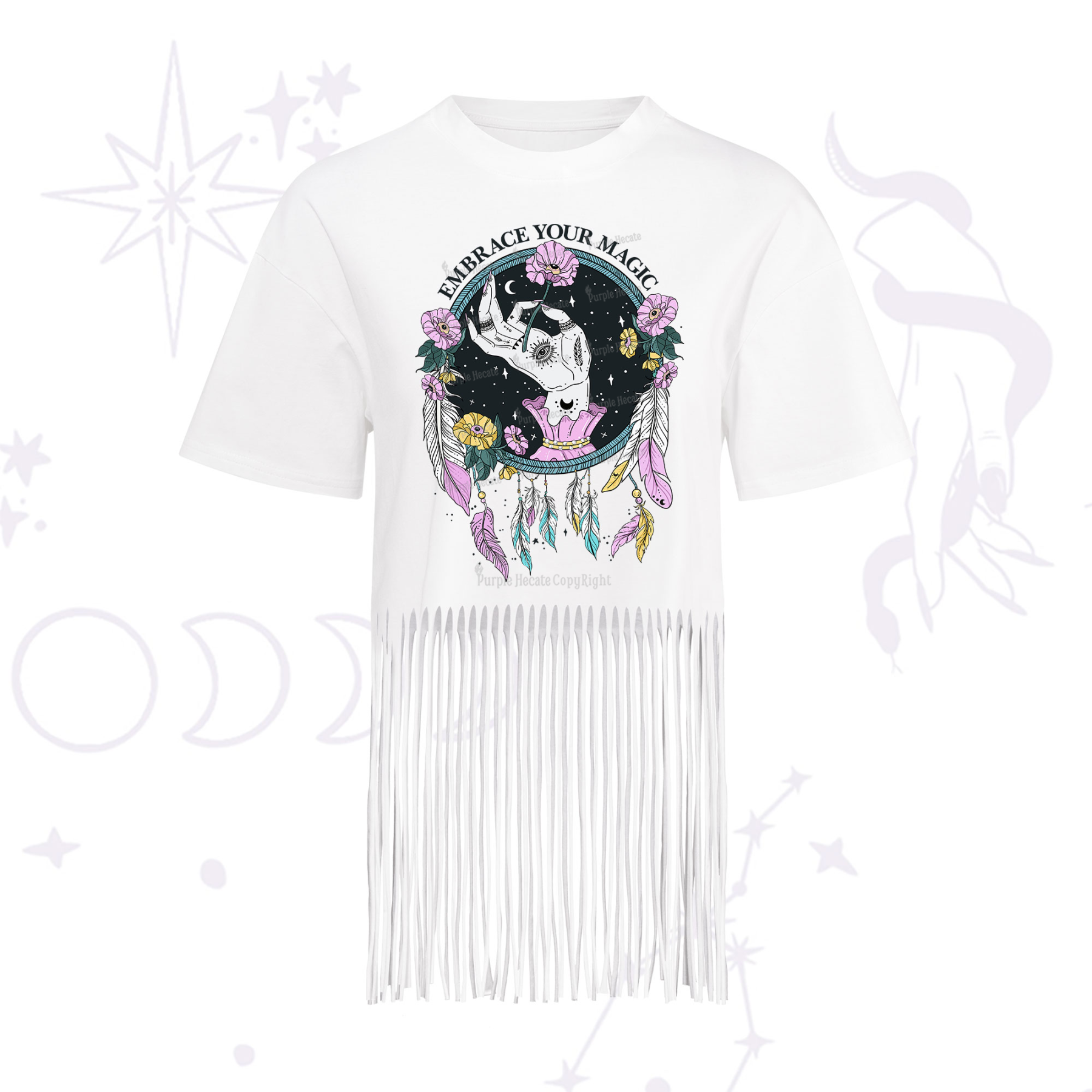 Purplehecate Embrace Your Magic Fringe Hem T-Shirt