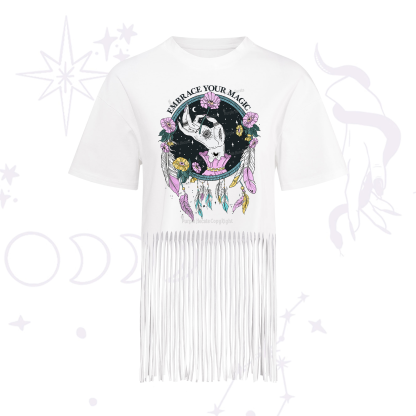 Purplehecate Embrace Your Magic Fringe Hem T-Shirt