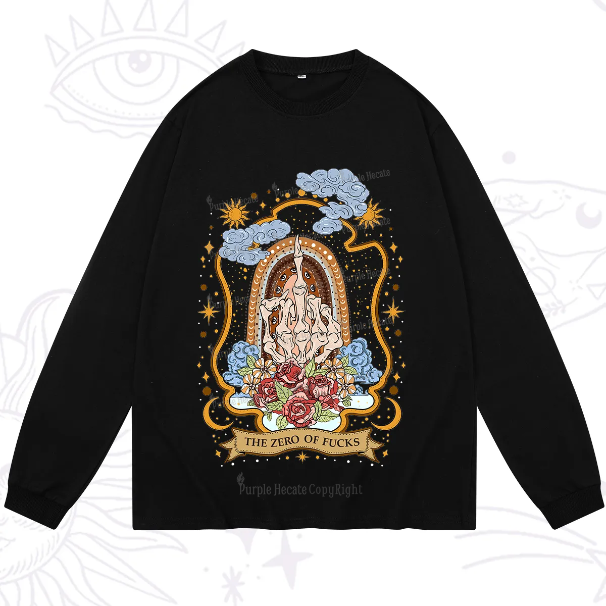 Purplehecate The Zero of Fucks Skeleton Long Sleeve T-Shirt