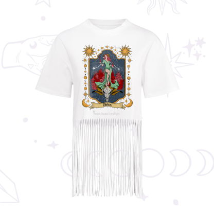 Purplehecate Aries Zodiac Fringe Hem T-Shirt