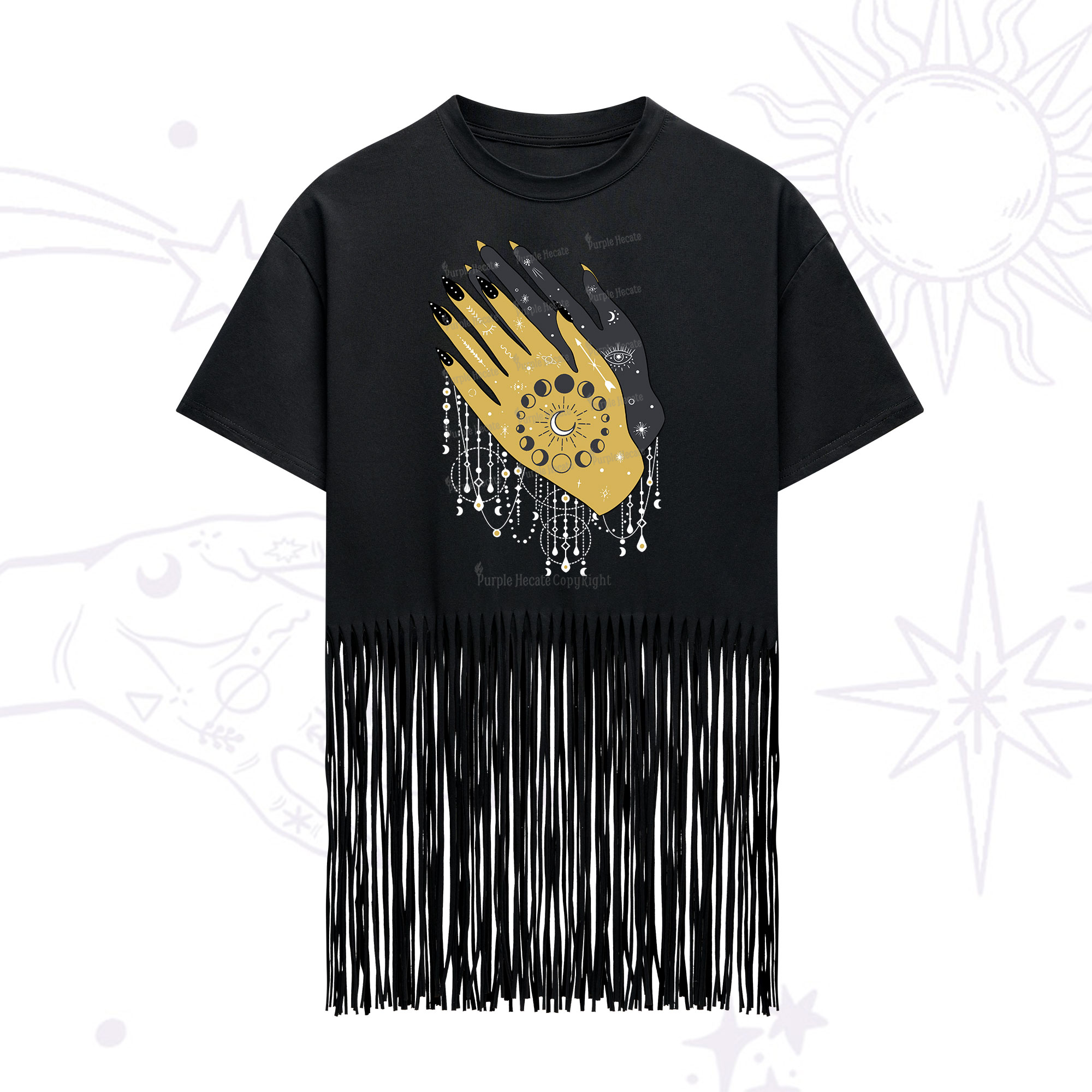 Purplehecate Wash Your Hands Fringe Hem T-Shirt