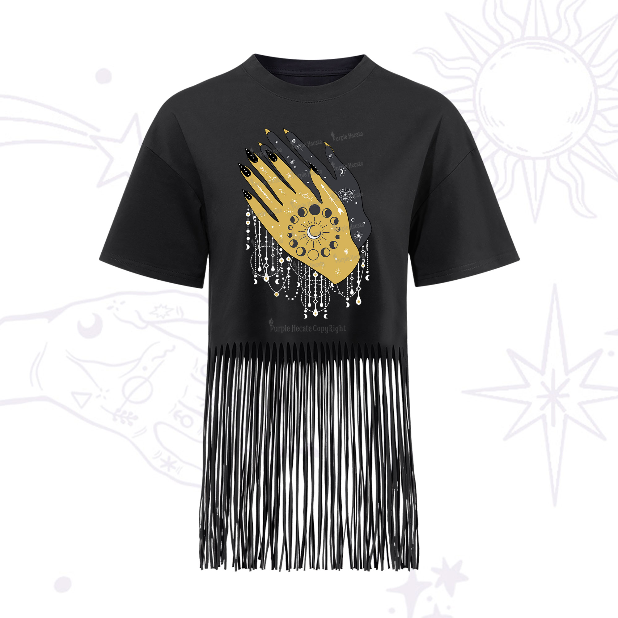 Purplehecate Wash Your Hands Fringe Hem T-Shirt