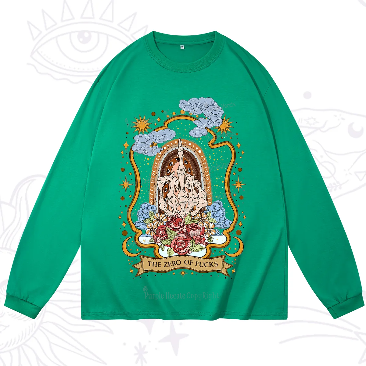 Purplehecate The Zero of Fucks Skeleton Long Sleeve T-Shirt