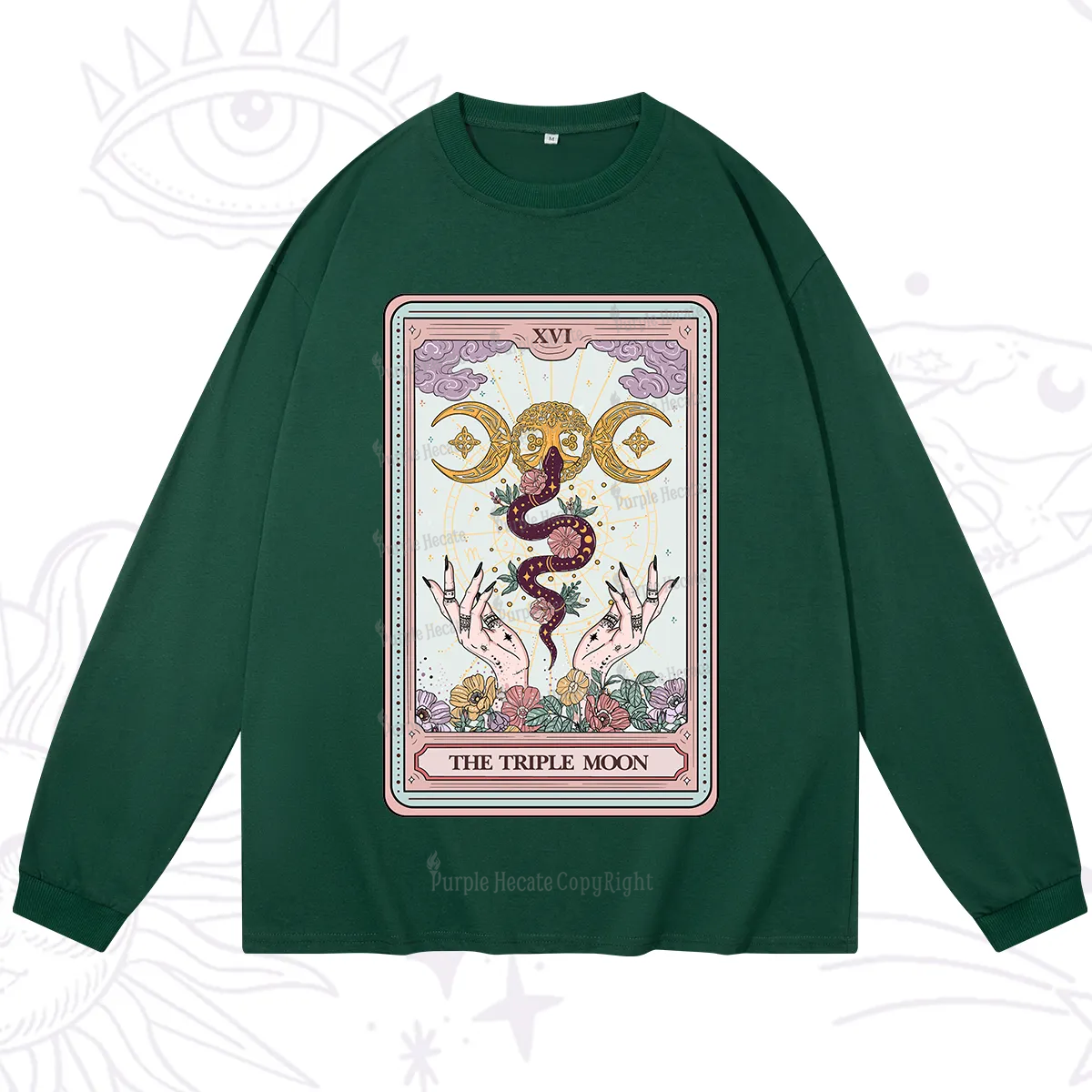 Purplehecate The Triple Moon Tarot Long Sleeve T-Shirt