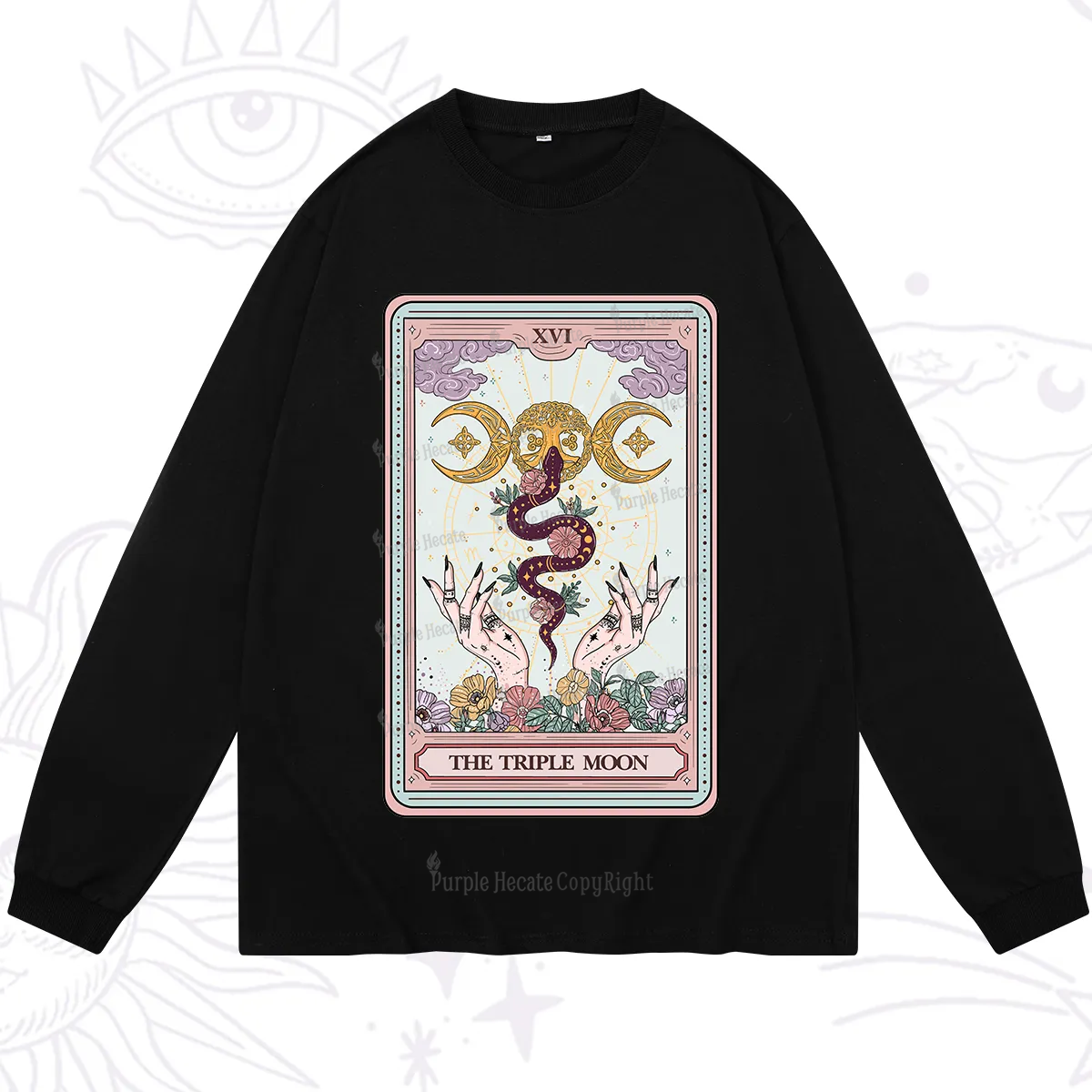 Purplehecate The Triple Moon Tarot Long Sleeve T-Shirt