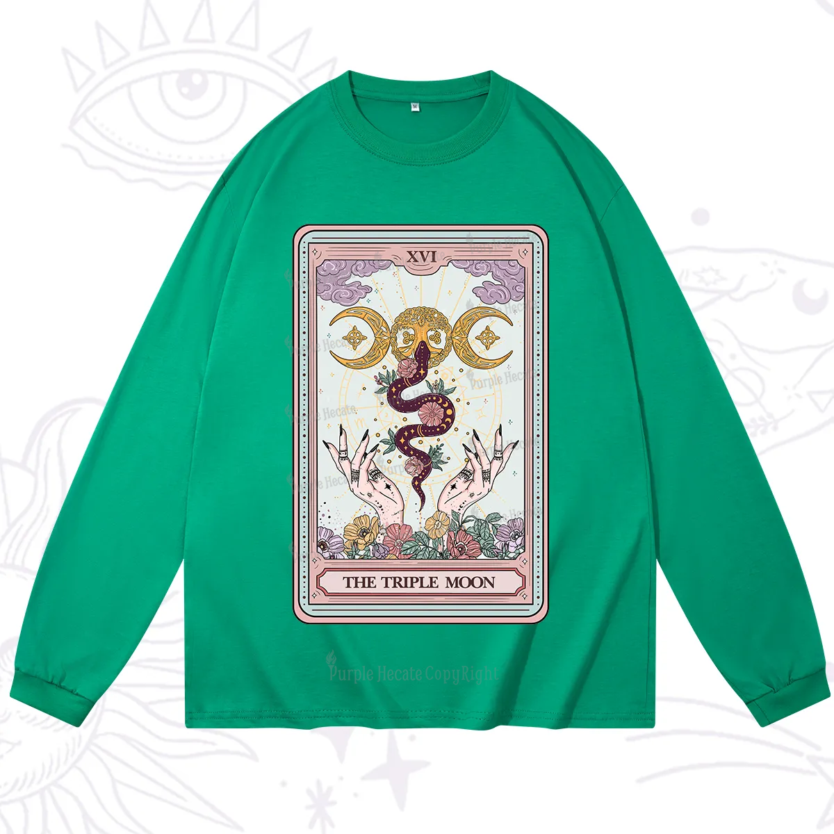 Purplehecate The Triple Moon Tarot Long Sleeve T-Shirt