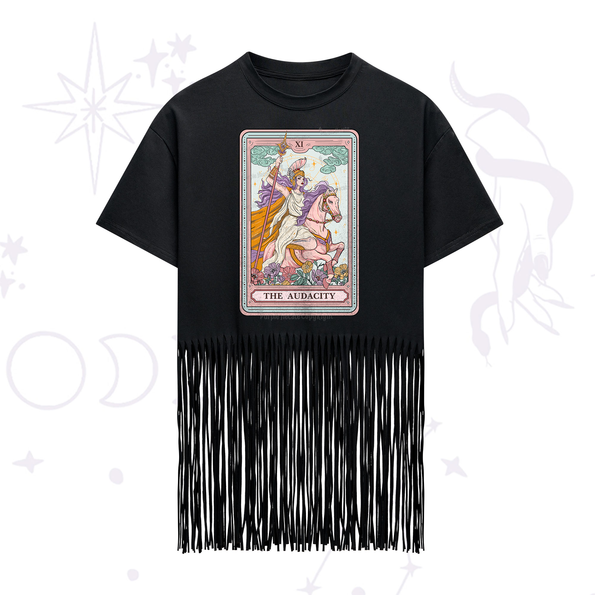 Purplehecate The Audacity Tarot Card Fringe Hem T-Shirt