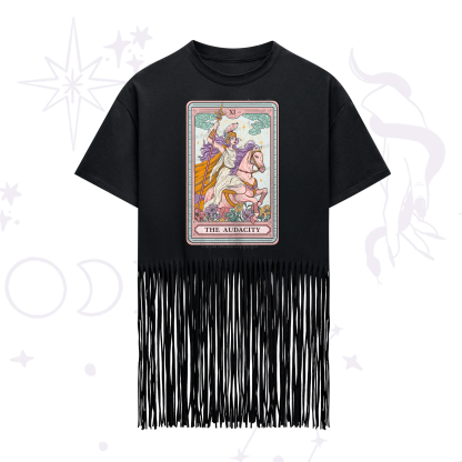 Purplehecate The Audacity Tarot Card Fringe Hem T-Shirt