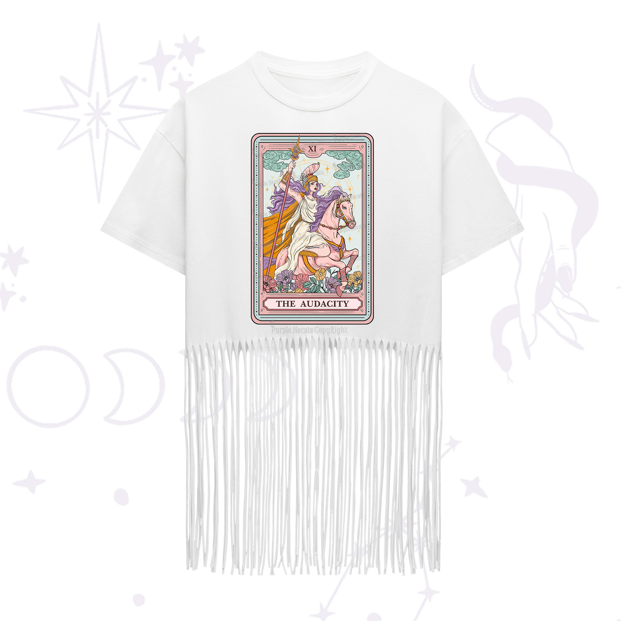 Purplehecate The Audacity Tarot Card Fringe Hem T-Shirt