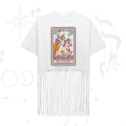 Purplehecate The Audacity Tarot Card Fringe Hem T-Shirt