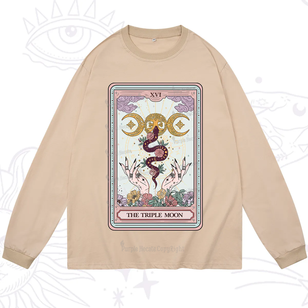 Purplehecate The Triple Moon Tarot Long Sleeve T-Shirt