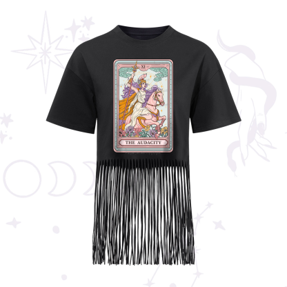 Purplehecate The Audacity Tarot Card Fringe Hem T-Shirt