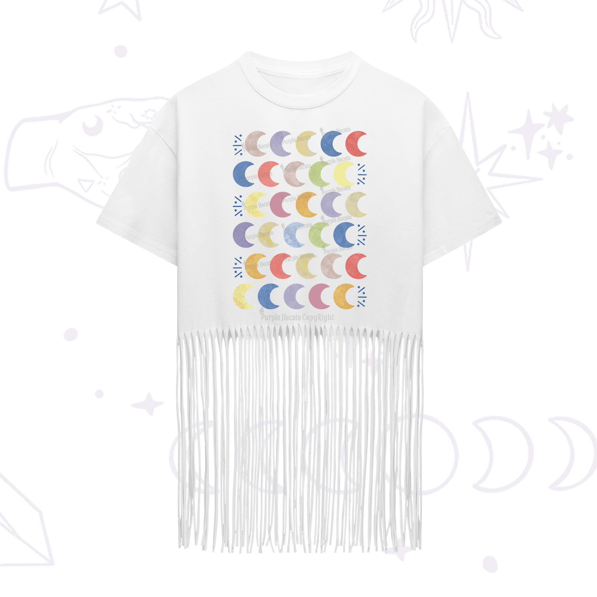 Purplehecate Every Phase Of Me Fringe Hem T-Shirt