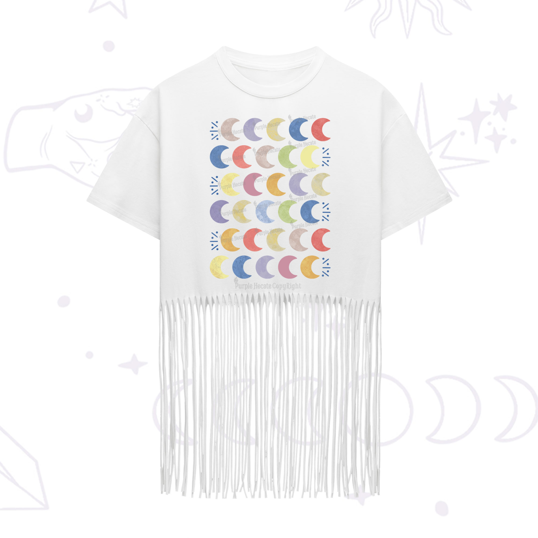 Purplehecate Every Phase Of Me Fringe Hem T-Shirt