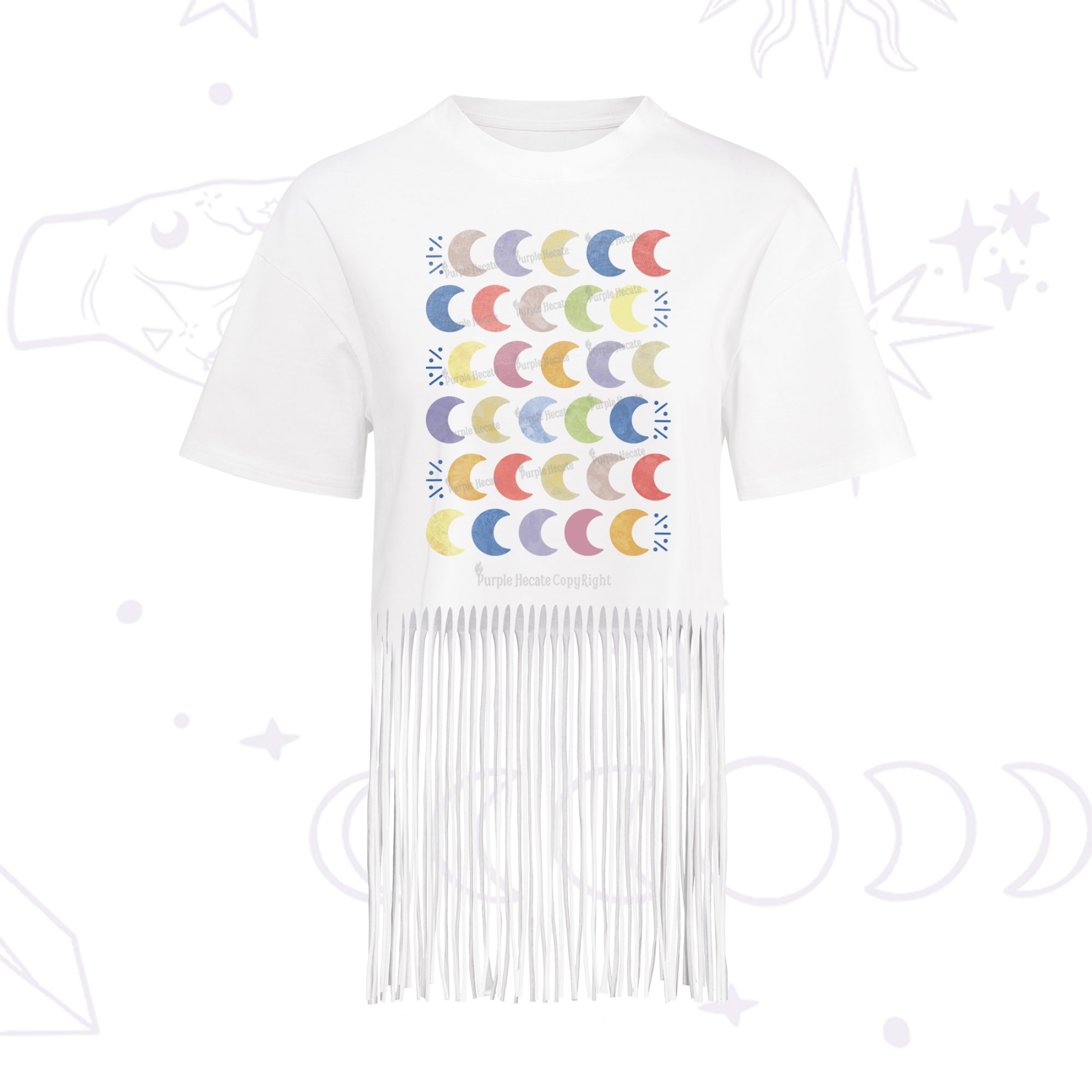 Purplehecate Every Phase Of Me Fringe Hem T-Shirt