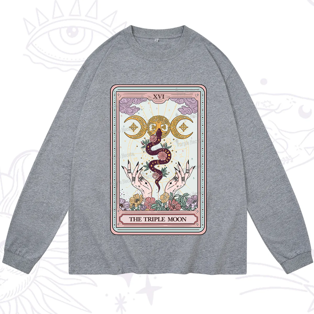 Purplehecate The Triple Moon Tarot Long Sleeve T-Shirt