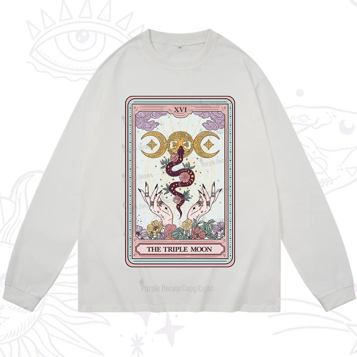 Purplehecate The Triple Moon Tarot Long Sleeve T-Shirt